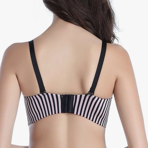 RETRO Bras Brassiere Women 32B Push Up Pads Unlined Pink/Blk Striped Convertable - Picture 16 of 16